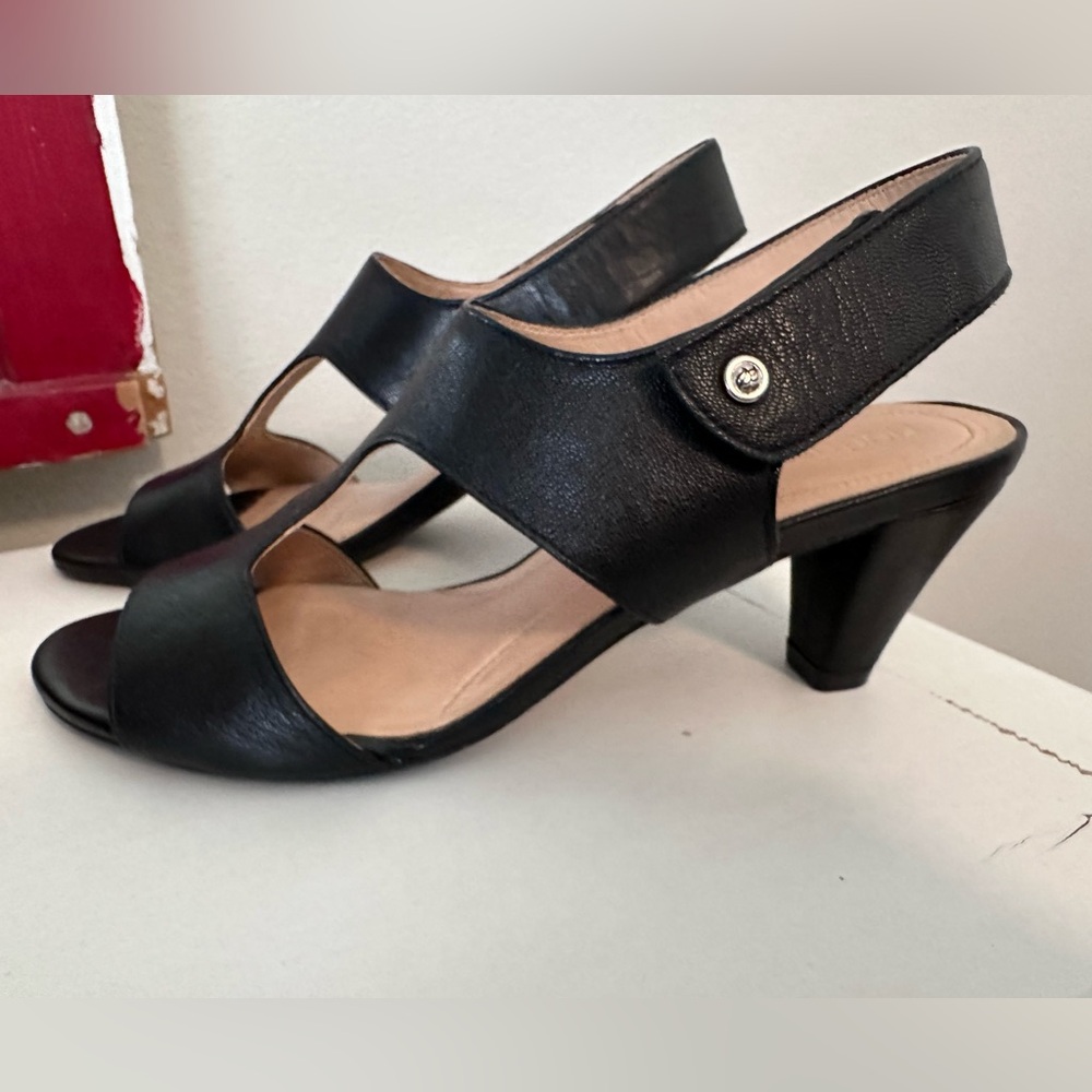 Nurture ‘Celstine’ Slingback Heels, Black Leather, Size 9M